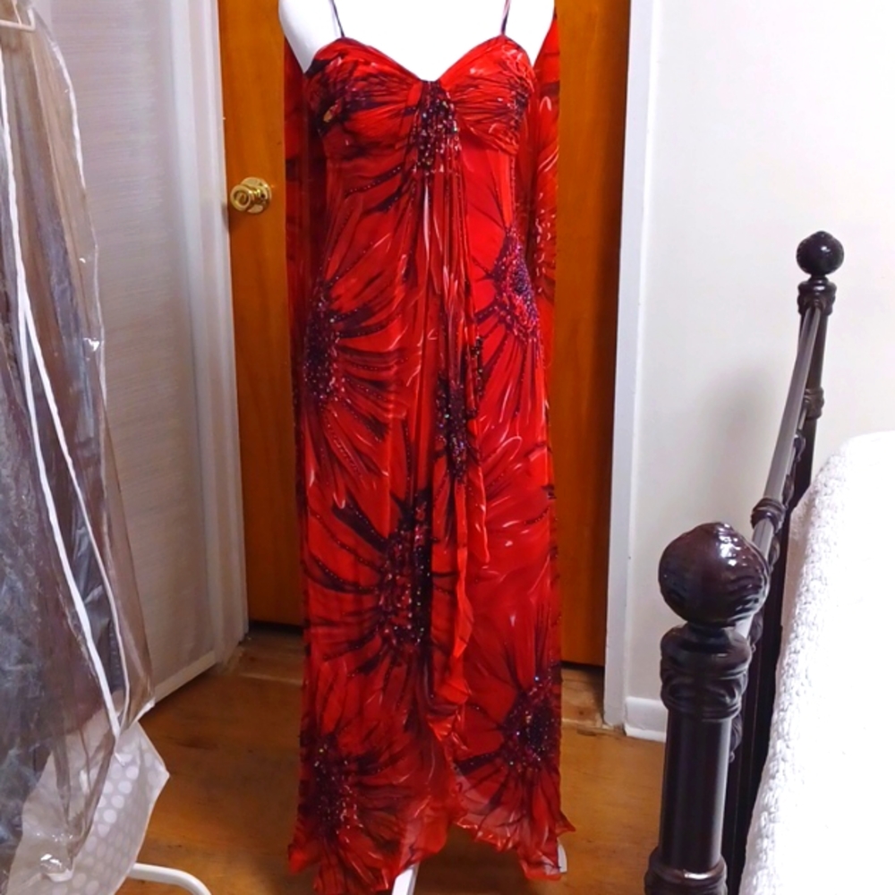 Formal evening gown by Sue Wong Nocturne. It's 100% silk with intricate beadwork